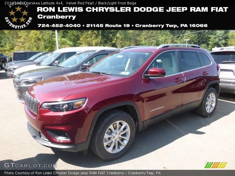 Velvet Red Pearl / Black/Light Frost Beige 2019 Jeep Cherokee Latitude 4x4