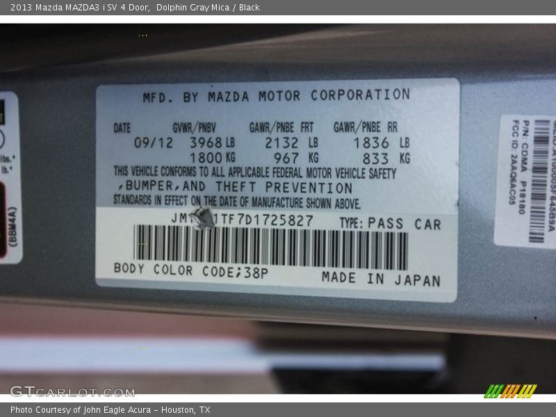 Dolphin Gray Mica / Black 2013 Mazda MAZDA3 i SV 4 Door