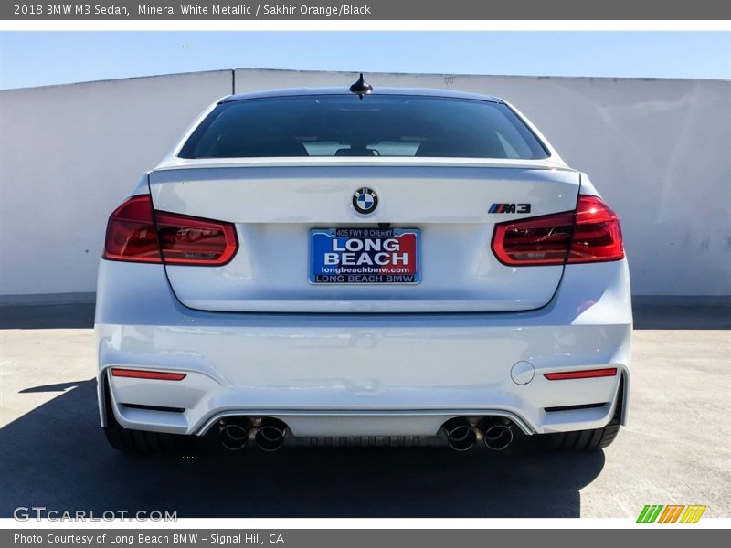 Mineral White Metallic / Sakhir Orange/Black 2018 BMW M3 Sedan