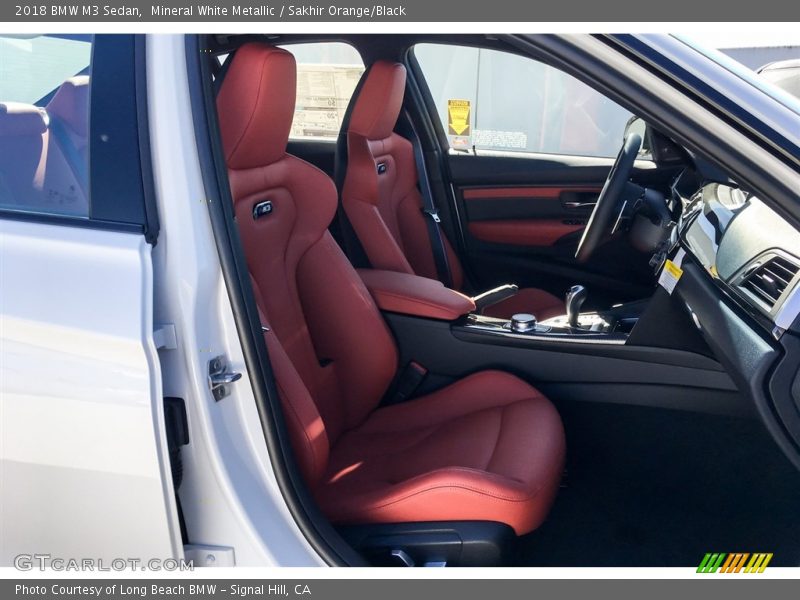 Mineral White Metallic / Sakhir Orange/Black 2018 BMW M3 Sedan