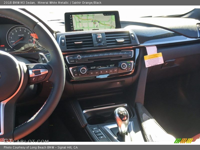 Mineral White Metallic / Sakhir Orange/Black 2018 BMW M3 Sedan