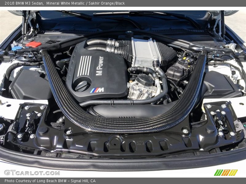 Mineral White Metallic / Sakhir Orange/Black 2018 BMW M3 Sedan