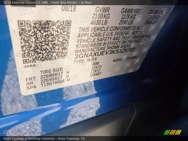 Kinetic Blue Metallic / Jet Black 2019 Chevrolet Equinox LT AWD