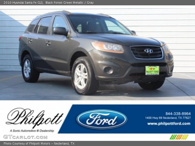 Black Forest Green Metallic / Gray 2010 Hyundai Santa Fe GLS