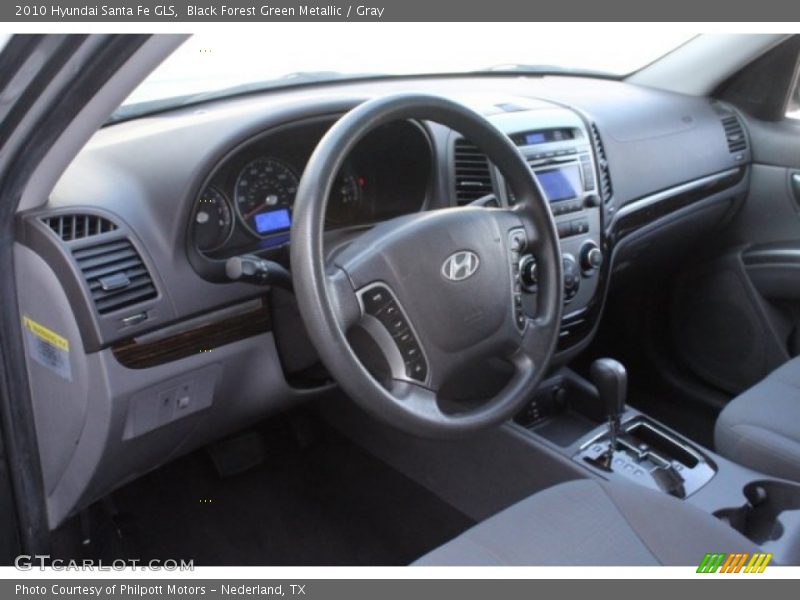 Black Forest Green Metallic / Gray 2010 Hyundai Santa Fe GLS