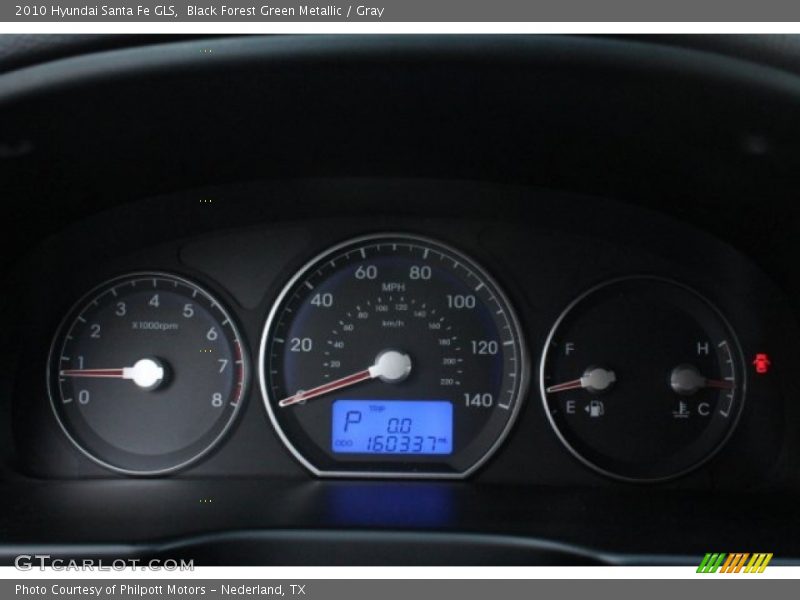 Black Forest Green Metallic / Gray 2010 Hyundai Santa Fe GLS