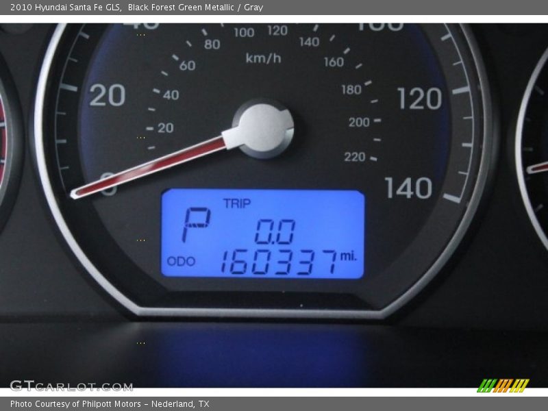 Black Forest Green Metallic / Gray 2010 Hyundai Santa Fe GLS