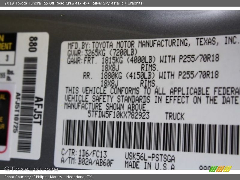 Silver Sky Metallic / Graphite 2019 Toyota Tundra TSS Off Road CrewMax 4x4