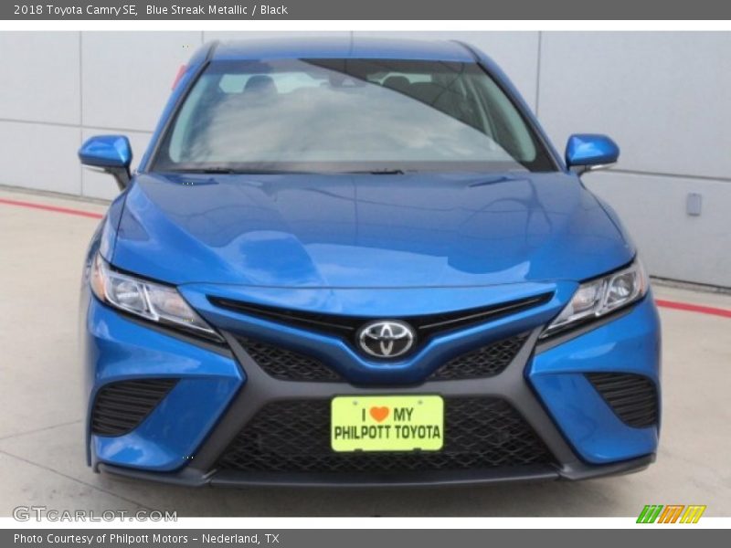 Blue Streak Metallic / Black 2018 Toyota Camry SE