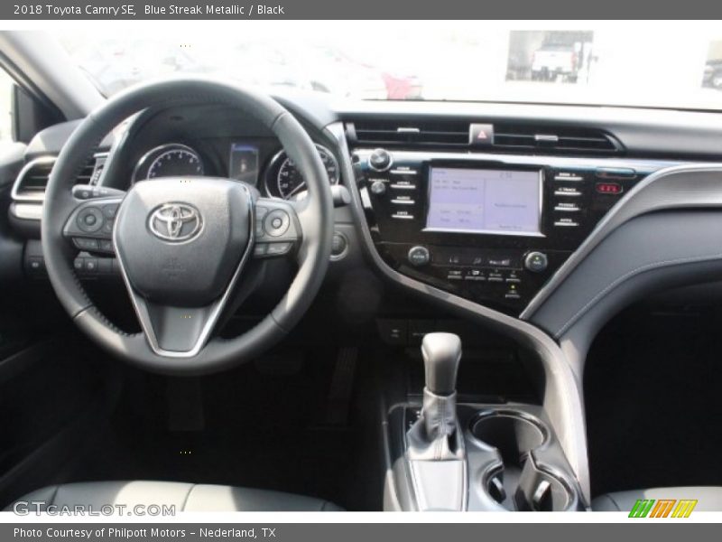Blue Streak Metallic / Black 2018 Toyota Camry SE