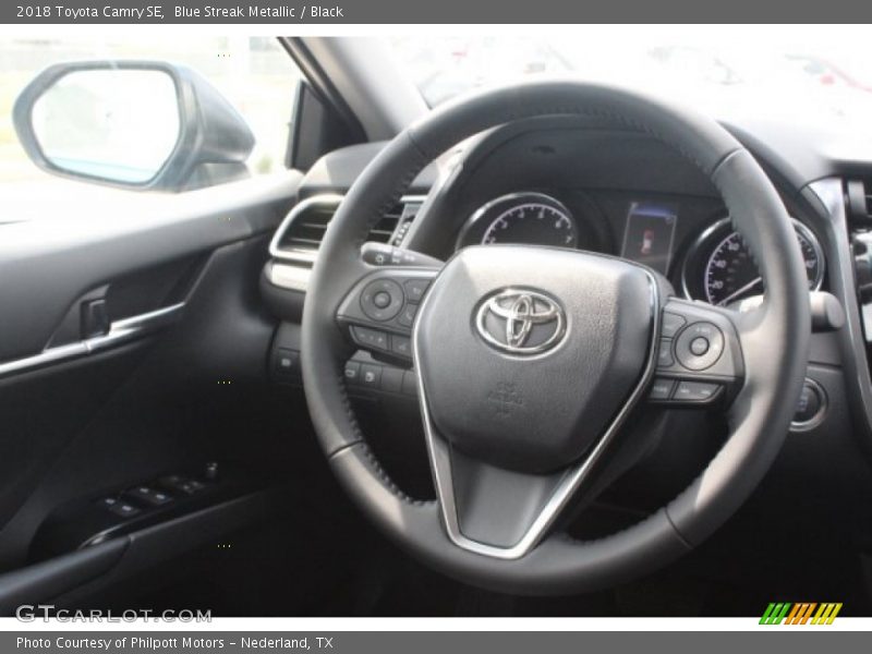 Blue Streak Metallic / Black 2018 Toyota Camry SE