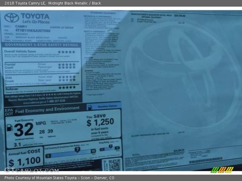 Midnight Black Metallic / Black 2018 Toyota Camry LE
