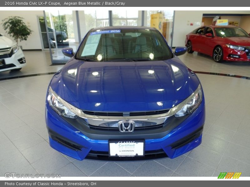 Aegean Blue Metallic / Black/Gray 2016 Honda Civic LX-P Coupe