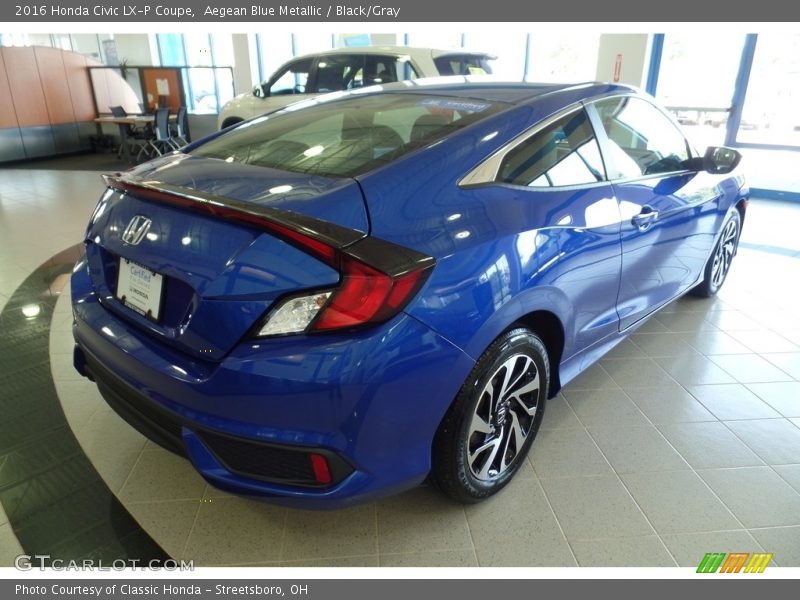 Aegean Blue Metallic / Black/Gray 2016 Honda Civic LX-P Coupe