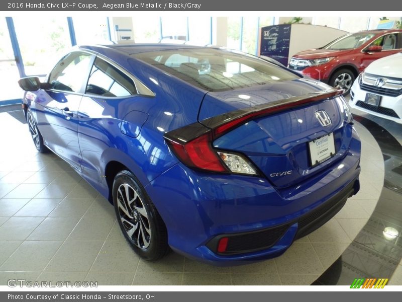 Aegean Blue Metallic / Black/Gray 2016 Honda Civic LX-P Coupe