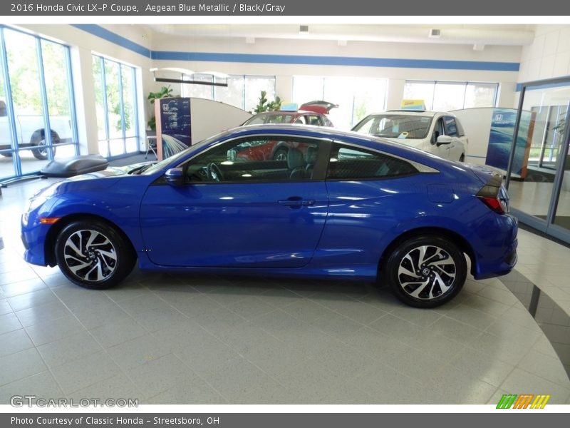 Aegean Blue Metallic / Black/Gray 2016 Honda Civic LX-P Coupe
