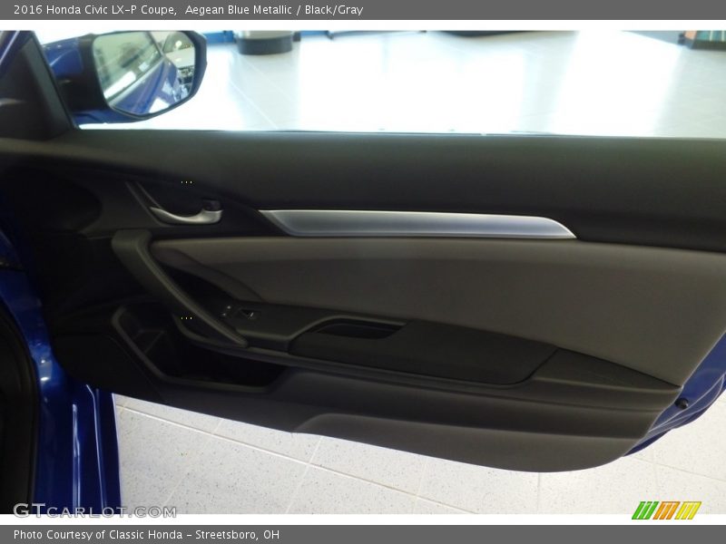 Aegean Blue Metallic / Black/Gray 2016 Honda Civic LX-P Coupe