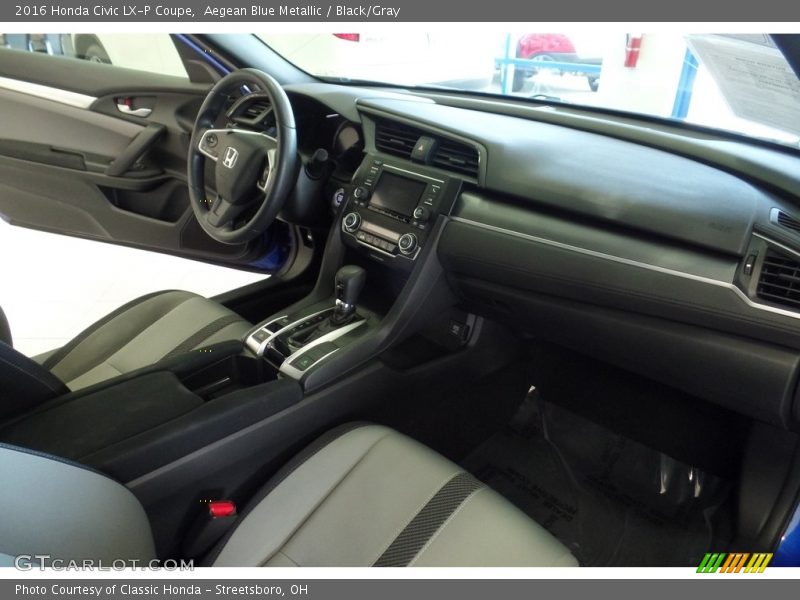Aegean Blue Metallic / Black/Gray 2016 Honda Civic LX-P Coupe