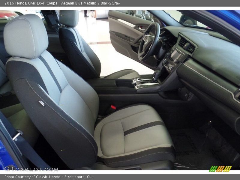 Aegean Blue Metallic / Black/Gray 2016 Honda Civic LX-P Coupe