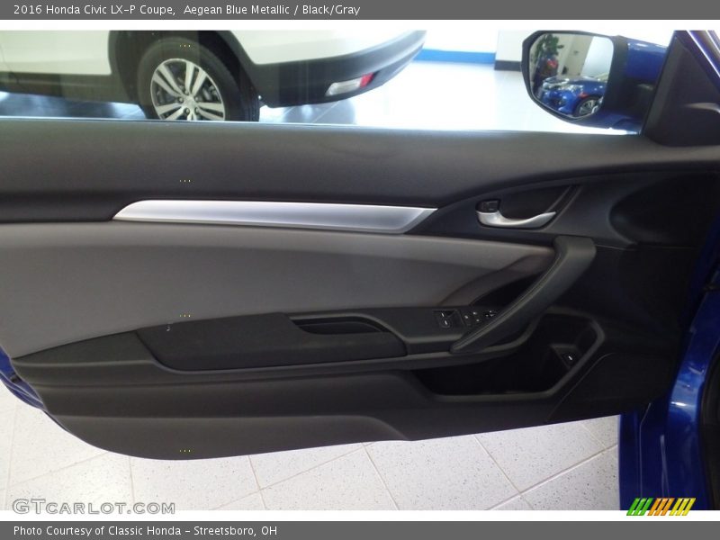 Aegean Blue Metallic / Black/Gray 2016 Honda Civic LX-P Coupe