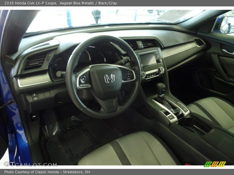 Aegean Blue Metallic / Black/Gray 2016 Honda Civic LX-P Coupe