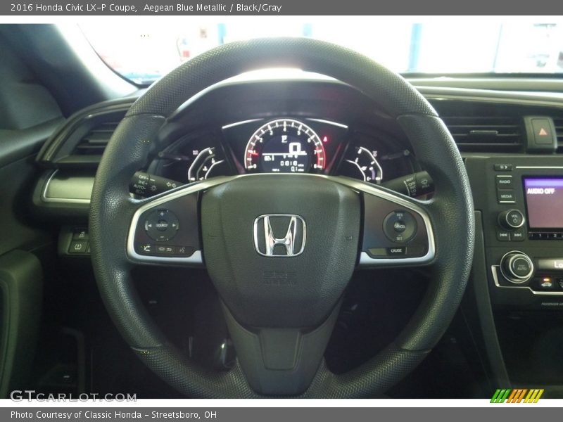 Aegean Blue Metallic / Black/Gray 2016 Honda Civic LX-P Coupe