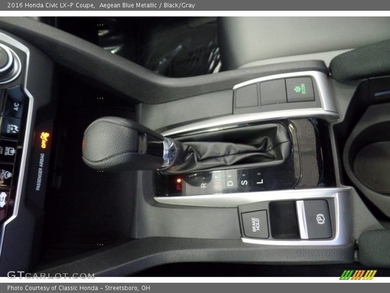 Aegean Blue Metallic / Black/Gray 2016 Honda Civic LX-P Coupe