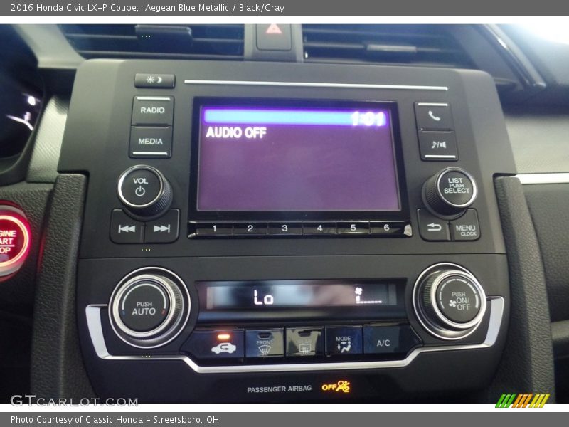 Aegean Blue Metallic / Black/Gray 2016 Honda Civic LX-P Coupe