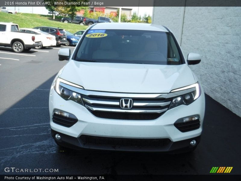 White Diamond Pearl / Beige 2016 Honda Pilot EX AWD