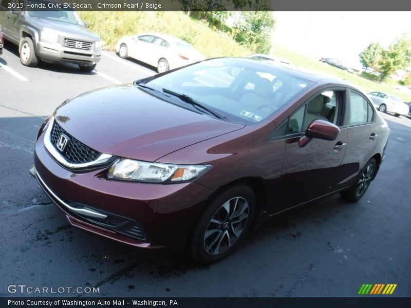 Crimson Pearl / Beige 2015 Honda Civic EX Sedan