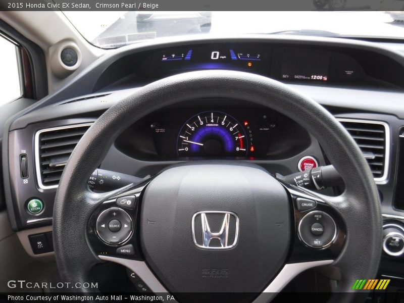 Crimson Pearl / Beige 2015 Honda Civic EX Sedan