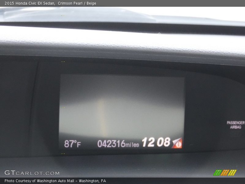 Crimson Pearl / Beige 2015 Honda Civic EX Sedan