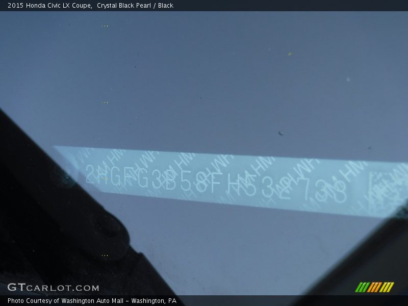Crystal Black Pearl / Black 2015 Honda Civic LX Coupe