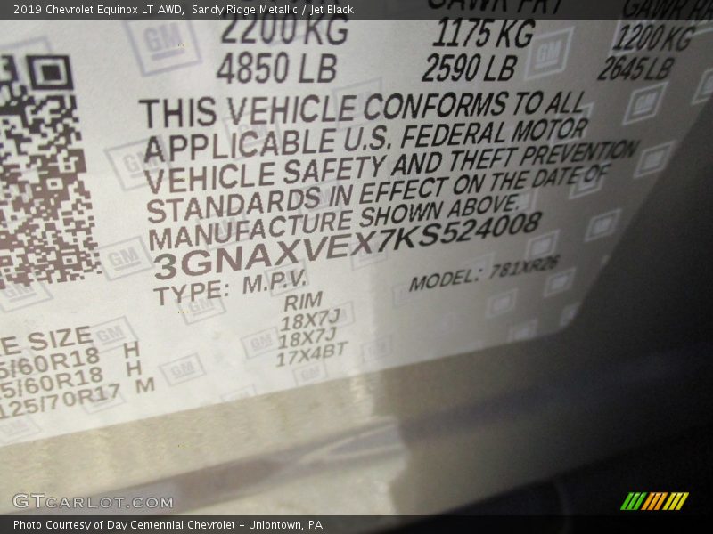 Sandy Ridge Metallic / Jet Black 2019 Chevrolet Equinox LT AWD