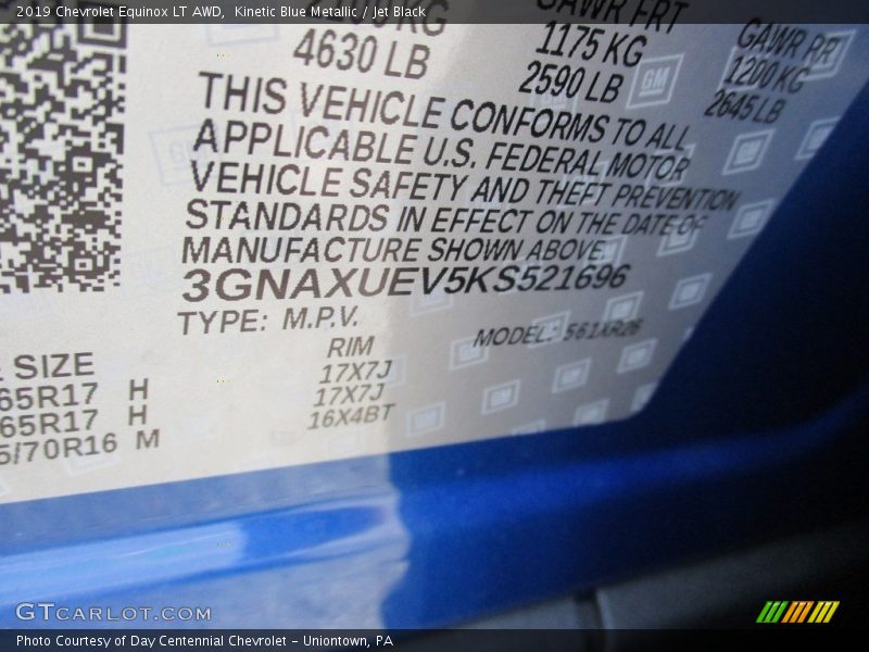Kinetic Blue Metallic / Jet Black 2019 Chevrolet Equinox LT AWD