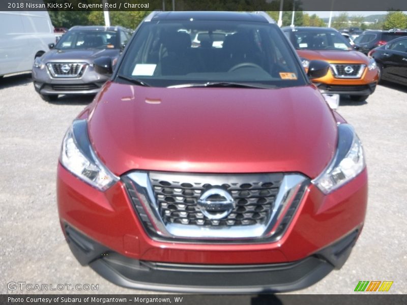 Cayenne Red / Charcoal 2018 Nissan Kicks SV