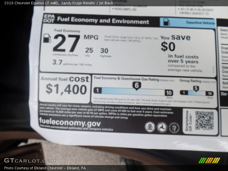 Sandy Ridge Metallic / Jet Black 2019 Chevrolet Equinox LT AWD