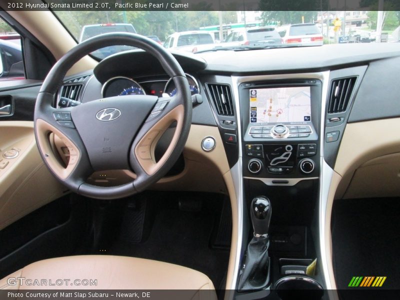 Pacific Blue Pearl / Camel 2012 Hyundai Sonata Limited 2.0T