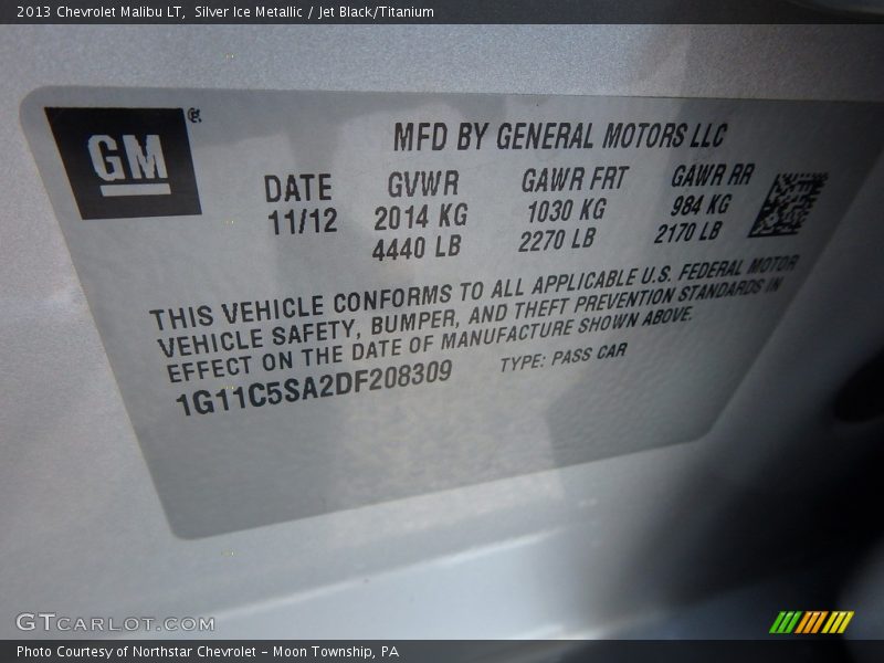 Silver Ice Metallic / Jet Black/Titanium 2013 Chevrolet Malibu LT