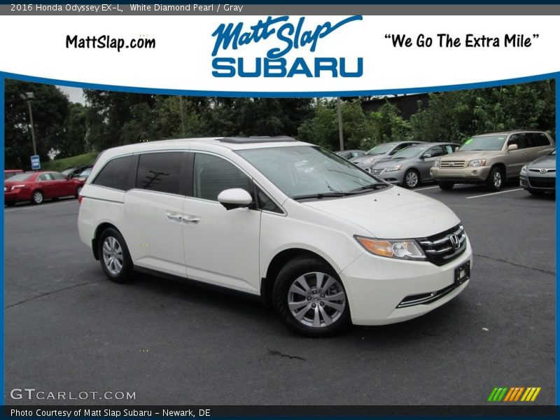 White Diamond Pearl / Gray 2016 Honda Odyssey EX-L