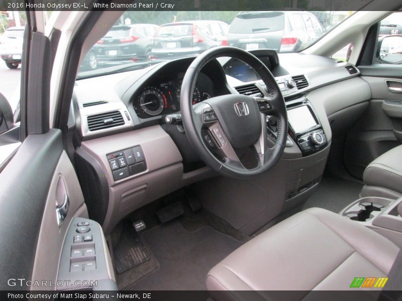 White Diamond Pearl / Gray 2016 Honda Odyssey EX-L