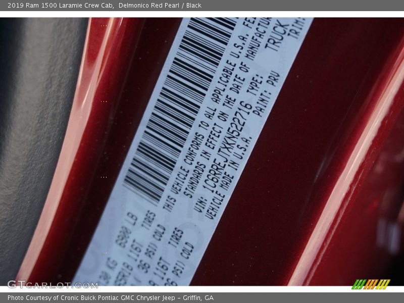 Delmonico Red Pearl / Black 2019 Ram 1500 Laramie Crew Cab