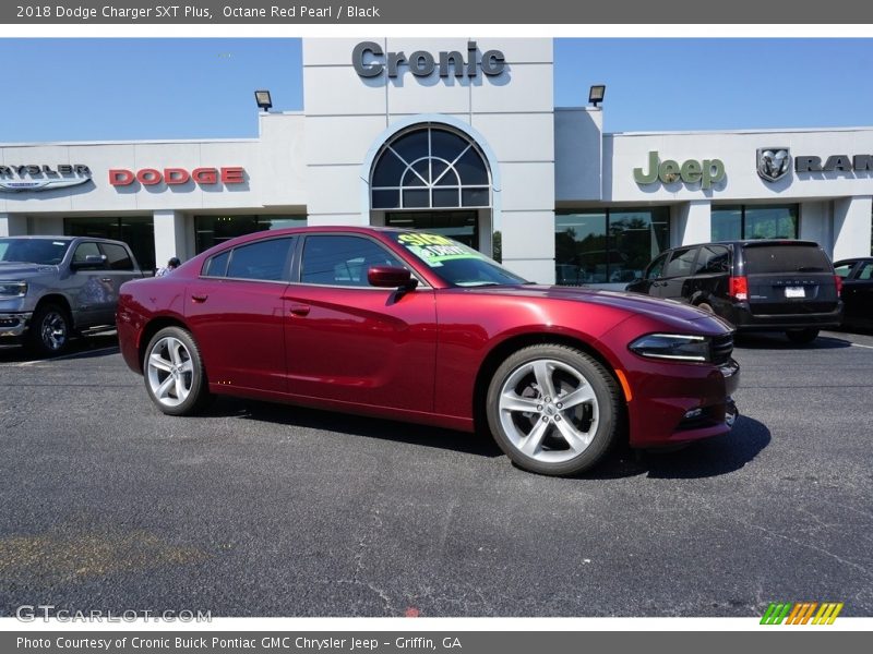 Octane Red Pearl / Black 2018 Dodge Charger SXT Plus