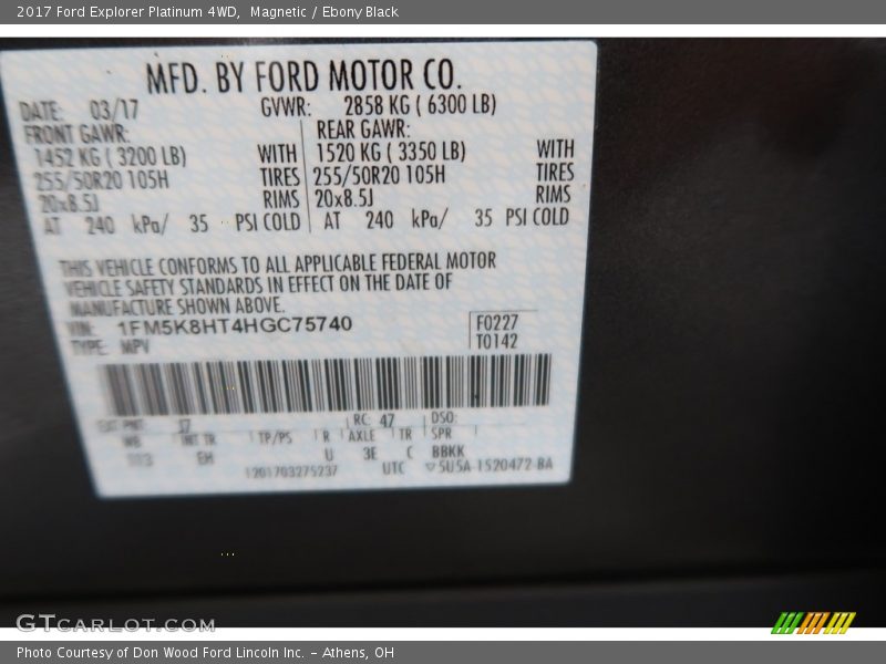 Magnetic / Ebony Black 2017 Ford Explorer Platinum 4WD