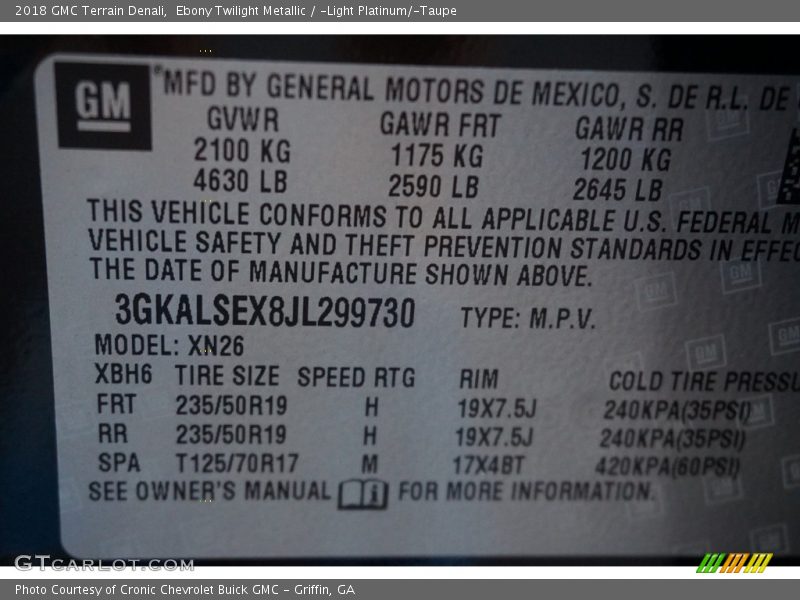 Ebony Twilight Metallic / ­Light Platinum/­Taupe 2018 GMC Terrain Denali