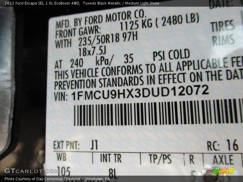 Tuxedo Black Metallic / Medium Light Stone 2013 Ford Escape SEL 1.6L EcoBoost 4WD