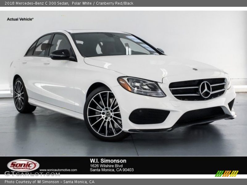Polar White / Cranberry Red/Black 2018 Mercedes-Benz C 300 Sedan