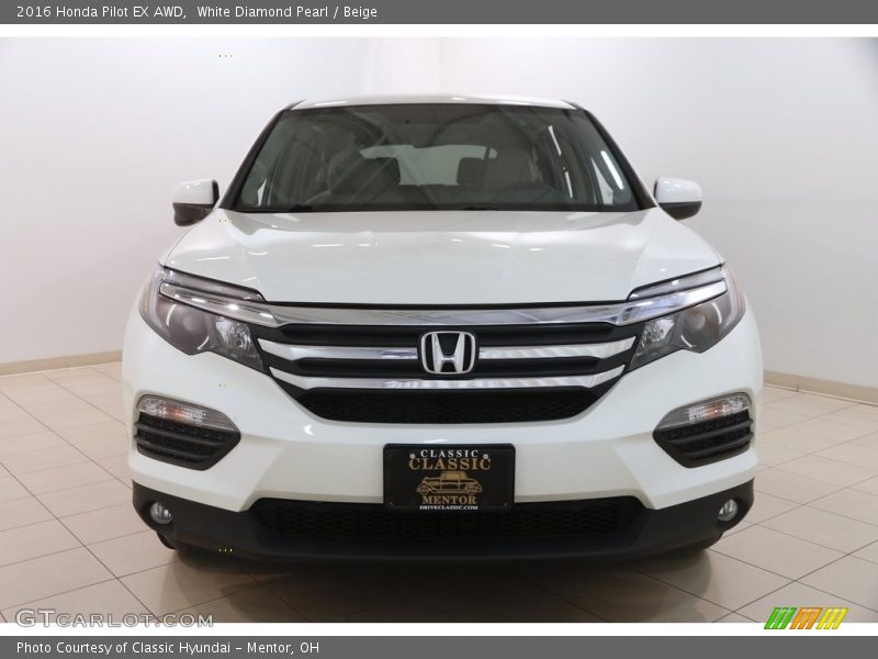 White Diamond Pearl / Beige 2016 Honda Pilot EX AWD