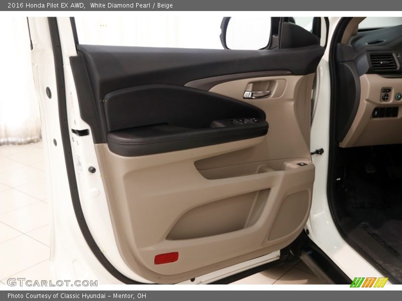White Diamond Pearl / Beige 2016 Honda Pilot EX AWD