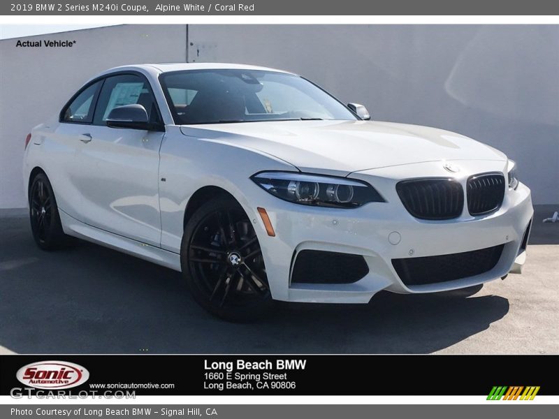 Alpine White / Coral Red 2019 BMW 2 Series M240i Coupe
